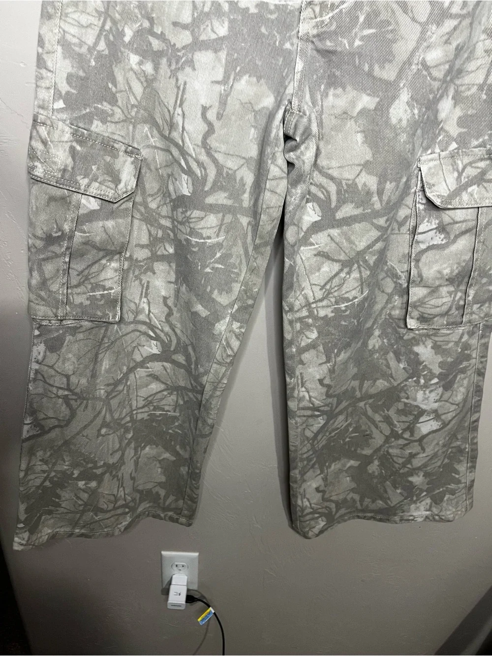 Refrain Los Angeles Super Wide Leg Gray Camo Cargo Streetwear Denim Jeans
